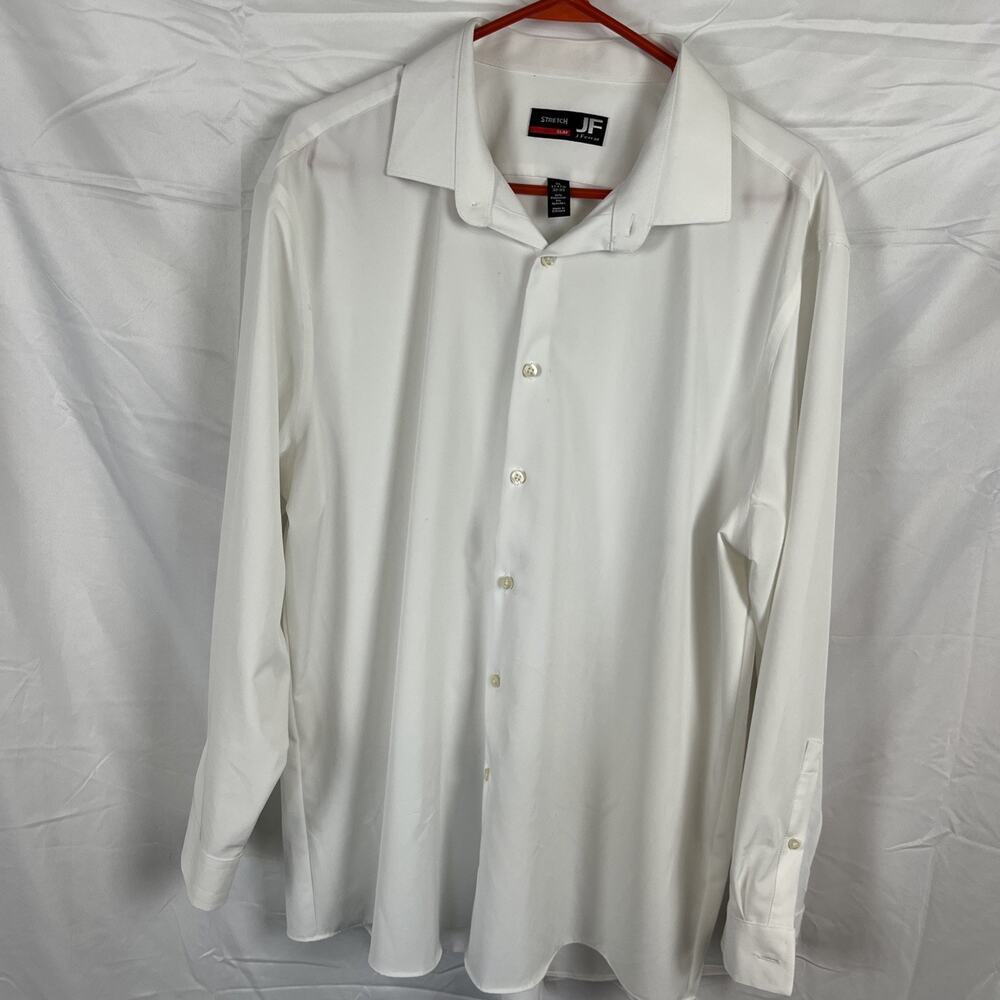 J Ferrar Shirt Mens Stretch Slim Fit Button Up Long Sleeve White Size XL